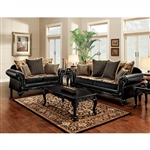 Theodora 2 Piece Sofa Set in Black by Furniture of America - FOA-SM7505