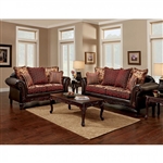 Ellis 2 Piece Sofa Set in Brown by Furniture of America - FOA-SM7507