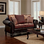 Ellis Love Seat in Burgundy/Brown/Dark Cherry Finish by Furniture of America - FOA-SM7507N-LV