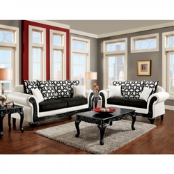 Dolphy 2 Piece Sofa Set in Black & White by Furniture of America - FOA-SM7600