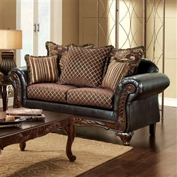 San Roque Love Seat in Brown & Espresso by Furniture of America - FOA-SM7635-LV