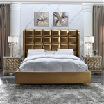 Modern Legacy Bed in Antiqued Gold & Mirror Finish by Homey Design - HD-6065-B