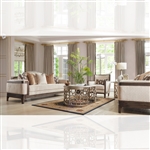 Traditional Style 2 Piece Living Room Set in Beige/Brown Finish by Homey Design - HD-687