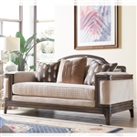 Traditional Style Loveseat in Beige/Brown Finish by Homey Design - HD-687-L