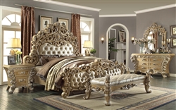 European Carved and Tufted 6 Piece Bed by Homey Design - HD-7012