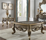 Traditional Perfect Brown with Metallic Antique Gold Finish 3 Piece Occasional Table Set by Homey Design - HD-905BR-OT