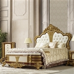 Classic Style Bed in Antique Gold & Dark Cherry Finish by Homey Design - HD-957-B