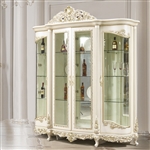 Traditional Style China Cabinet in Gold & Antique White Finish by Homey Design - HD-959-CB