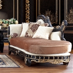SM Black Enamel + Antique Gold & Silver Accents Finish Chaise by Homey Design - HD-9666-CH