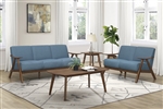 Damala 2 Piece Sofa Set in Walnut & Blue by Home Elegance - HEL-1138BU