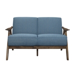 Damala Love Seat in Walnut & Blue by Home Elegance - HEL-1138BU-2