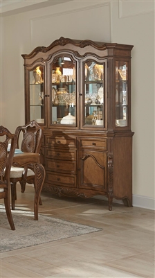 Moorewood Park Buffet & Hutch in Pecan by Home Elegance - HEL-1704-50