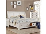 Laurelin Queen Sleigh Platform Bed with Footboard Storages in White by Home Elegance - HEL-1714W-1