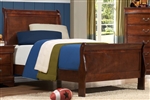 Mayville Twin Sleigh Bed in Burnish Brown Cherry by Home Elegance - HEL-2147T-1