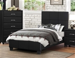 Lorenzi Twin Platform Bed in Black Vinyl by Home Elegance - HEL-2220T-1