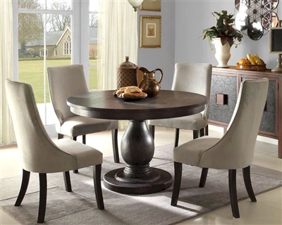 Dandelion 5 Piece Round Dining Set in Rustic Gray by Home Elegance - HEL-2466-48-5