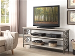Fairhope 62" TV Stand with Faux Marble Top in Off White and Brown by Home Elegance - HEL-35800-T