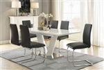 Yannis 5 Piece Dining Set in White High Gloss by Home Elegance - HEL-5503-5