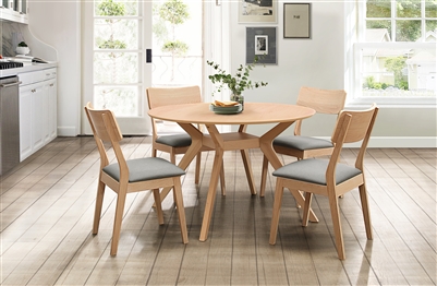 Hamar 5 Piece Round Dining Set in Natural by Home Elegance - HEL-5576RD-5