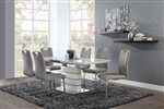 Glissand 5 Piece Dining Set in High Gloss White and Gray-Taupe by Home Elegance - HEL-5599-71-5