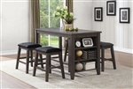 Timbre 5 Piece Counter Height Dining Set in Gray by Home Elegance - HEL-5603-36-5