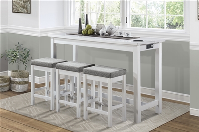 Connected 4 Piece Counter Height Dining Set in White by Home Elegance - HEL-5713WT-4