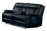 Jude Double Reclining Love Seat in Black by Home Elegance - HEL-8201BLK-2