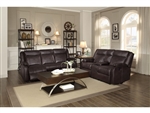 Jude 2 Piece Double Reclining Sofa Set in Dark Brown by Home Elegance - HEL-8201BRW