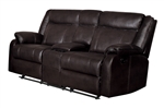 Jude Double Reclining Love Seat in Dark Brown by Home Elegance - HEL-8201BRW-2