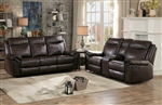 Aram 2 Piece Double Reclining Sofa Set in Dark Brown by Home Elegance - HEL-8206BRW