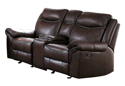 Aram Double Reclining Love Seat in Dark Brown by Home Elegance - HEL-8206BRW-2