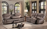 Aram 2 Piece Double Reclining Sofa Set in Brown by Home Elegance - HEL-8206NF