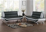 Veloce 2 Piece Sofa Set in Black & White by Home Elegance - HEL-8219