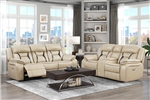 Amite 2 Piece Power Double Reclining Sofa Set in Beige Fabric by Home Elegance - HEL-8229NBE-PW
