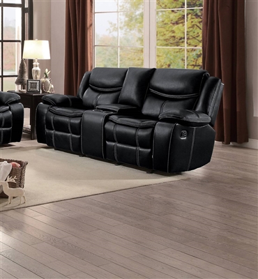 Bastrop Double Reclining Love Seat in Black by Home Elegance - HEL-8230BLK-2