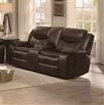 Bastrop Double Reclining Love Seat in Dark Brown by Home Elegance - HEL-8230BRW-2