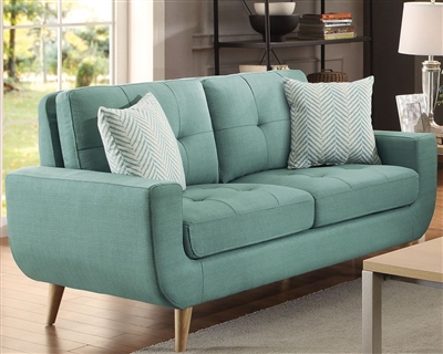 Deryn Love Seat in Teal by Home Elegance - HEL-8327TL-2