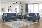 Everton 2 Piece Sofa Set in Blue Fabric by Home Elegance - HEL-8341BL