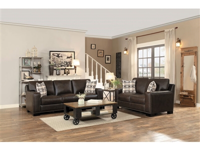 Gowan 2 Piece Sofa Set in Dark Brown by Home Elegance - HEL-8477DB