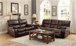 Pecos 2 Piece Double Reclining Sofa Set in Dark Brown by Home Elegance - HEL-8480BRW