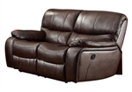 Pecos Double Reclining Love Seat in Dark Brown by Home Elegance - HEL-8480BRW-2