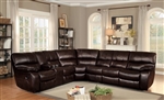 Pecos Reclining Sectional Sofa in Dark Brown by Home Elegance - HEL-8480BRW-4SC