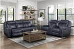 Littleton 2 Piece Double Reclining Sofa Set in Blue Fabric by Home Elegance - HEL-8516BU