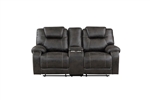 Gainesville Double Reclining Love Seat in Chocolate Fabric by Home Elegance - HEL-8560PM-2