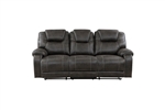 Gainesville Double Reclining Sofa in Chocolate Fabric by Home Elegance - HEL-8560PM-3