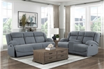 Camryn 2 Piece Double Reclining Sofa Set in Graphite Blue Fabric by Home Elegance - HEL-9207GPB