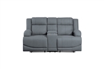 Camryn Double Reclining Love Seat in Graphite Blue Fabric by Home Elegance - HEL-9207GPB-2