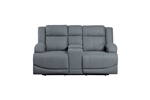 Camryn Power Double Reclining Love Seat in Graphite Blue Fabric by Home Elegance - HEL-9207GPB-2PW