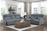 Camryn 2 Piece Power Double Reclining Sofa Set in Graphite Blue Fabric by Home Elegance - HEL-9207GPB-PW