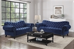 Rosalie 2 Piece Sofa Set in Navy Blue by Home Elegance - HEL-9330BU